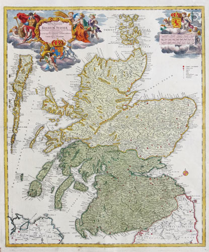 Map of Scotland with allegorical cartouches