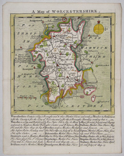 Miniature map of Worcestershire