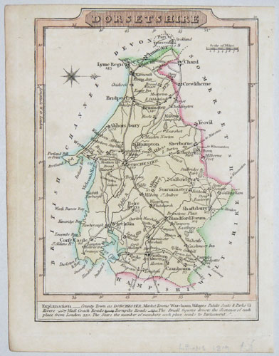 Miniature county map of Dorset