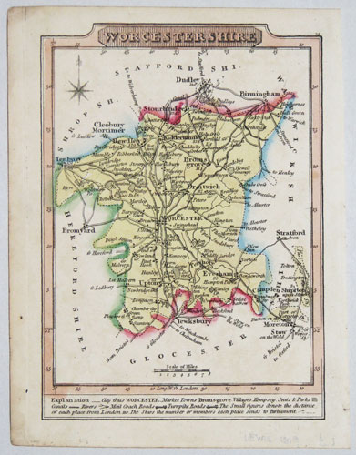Miniature county map of Worcestershire