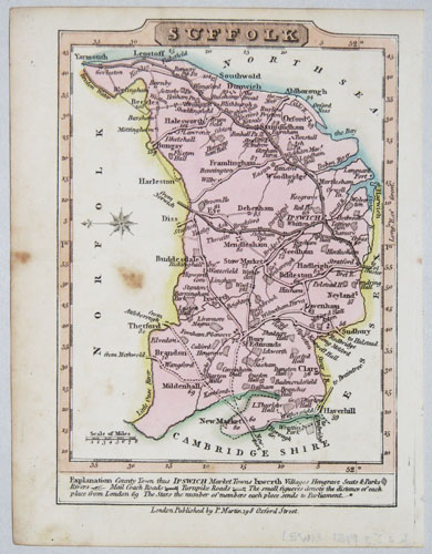 Miniature county map of Suffolk