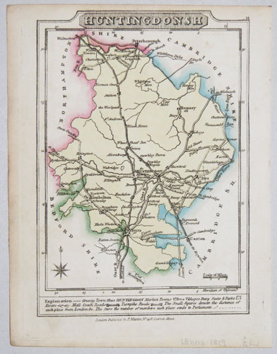 Miniature county map of Huntingdonshire