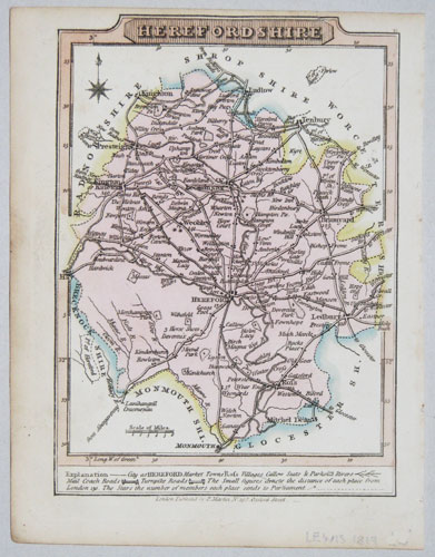 Miniature county map of Herefordshire