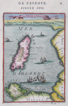 Miniature Map of the Isle of Man and Anglesey.