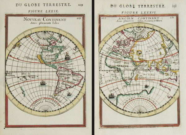 Two-sheet hemisphere world map