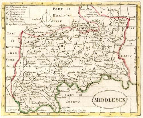 Miniature map of Middlesex