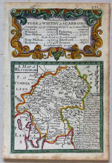 Early Georgian miniature map of Westmorland