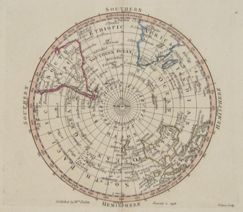 Miniature Map of the Southern Hemisphere.