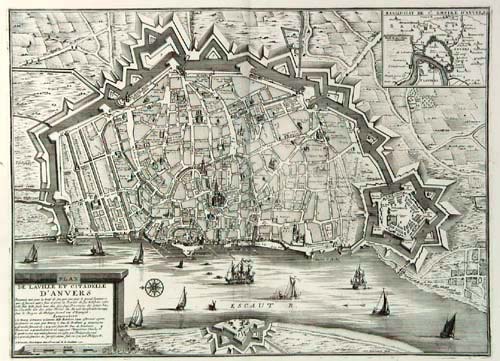 Map of Antwerp with fortifications