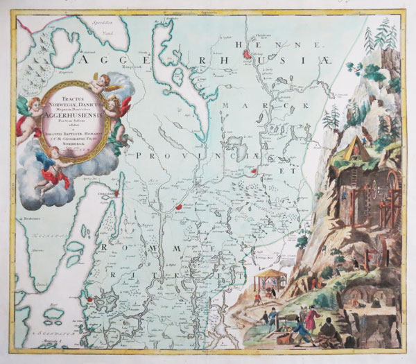 Map of Norway with a vignette of mining