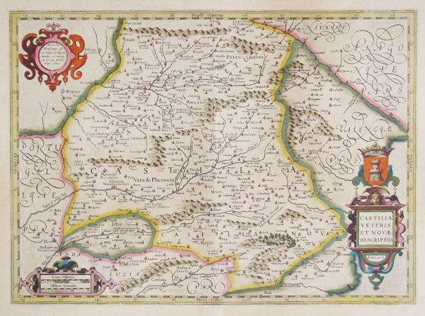 Decorative Map of Castile in Fine Old Colour