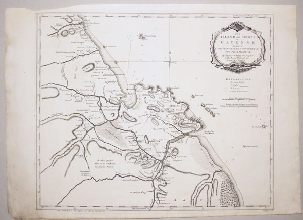 Map of the colony of Cayenne in French Guiana