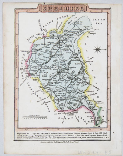 Miniature county map of Cheshire