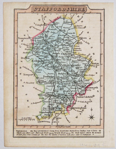 Miniature county map of Staffordshire