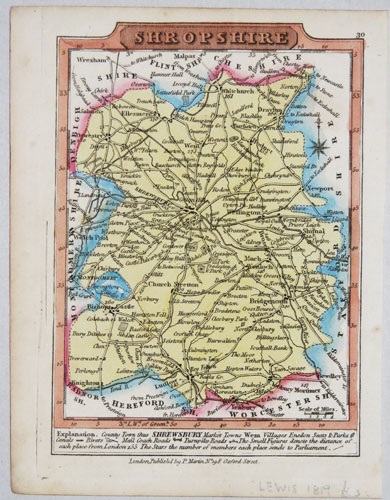 Miniature county map of Shropshire