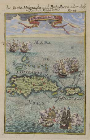 Miniature Map of Puerto Rico & Hispaniola