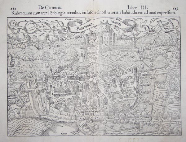 Early map of Rouffach in Alsace, France