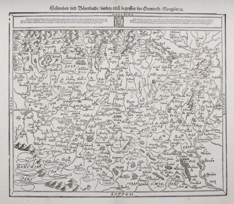 Woodcut map of Swabia