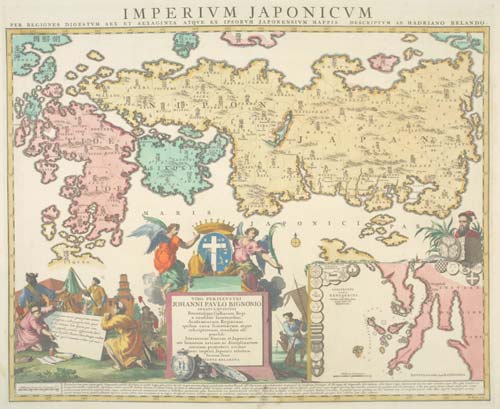 The First Western map of Japan With Sino-Japanese Characters