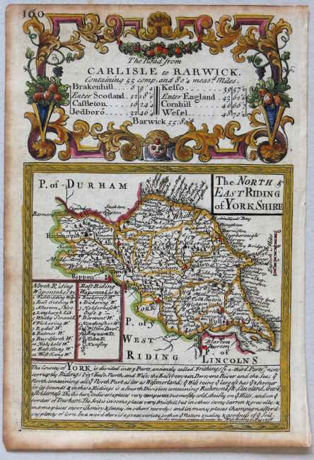 Early Georgian miniature map of North & East Yorkshire
