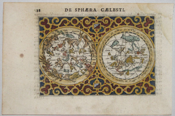 Miniature double-hemisphere celestial chart.