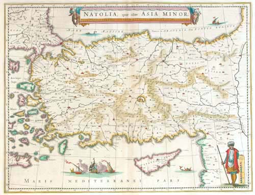 Map of Turkey & Cyprus, sea-battle